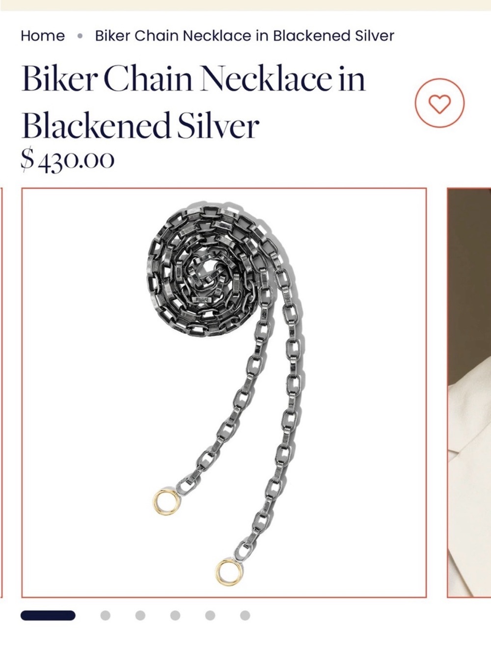 Marla Aaron Biker Chain Necklace Blackened Silver 16 inch